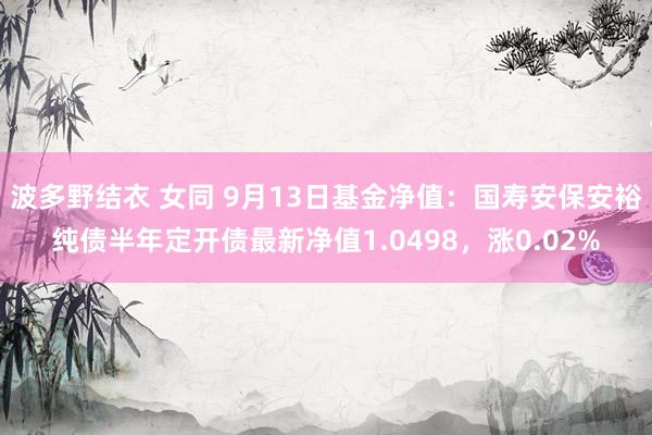 波多野结衣 女同 9月13日基金净值：国寿安保安裕纯债半年定开债最新净值1.0498，涨0.02%