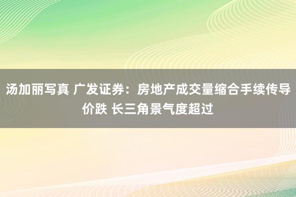 汤加丽写真 广发证券：房地产成交量缩合手续传导价跌 长三角景气度超过
