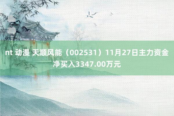 nt 动漫 天顺风能（002531）11月27日主力资金净买入3347.00万元