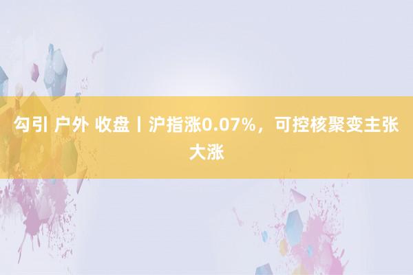 勾引 户外 收盘丨沪指涨0.07%，可控核聚变主张大涨