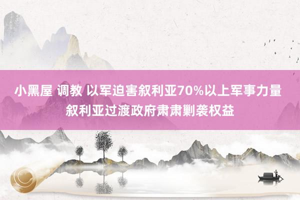 小黑屋 调教 以军迫害叙利亚70%以上军事力量 叙利亚过渡政府肃肃剿袭权益