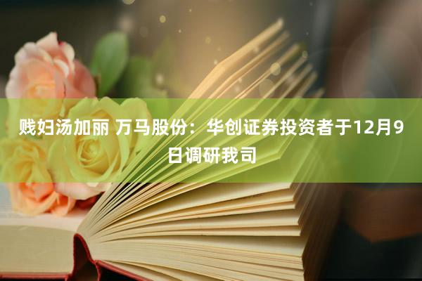 贱妇汤加丽 万马股份：华创证券投资者于12月9日调研我司