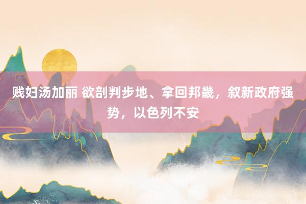 贱妇汤加丽 欲剖判步地、拿回邦畿，叙新政府强势，以色列不安