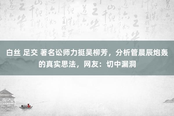 白丝 足交 著名讼师力挺吴柳芳，分析管晨辰炮轰的真实思法，网友：切中漏洞