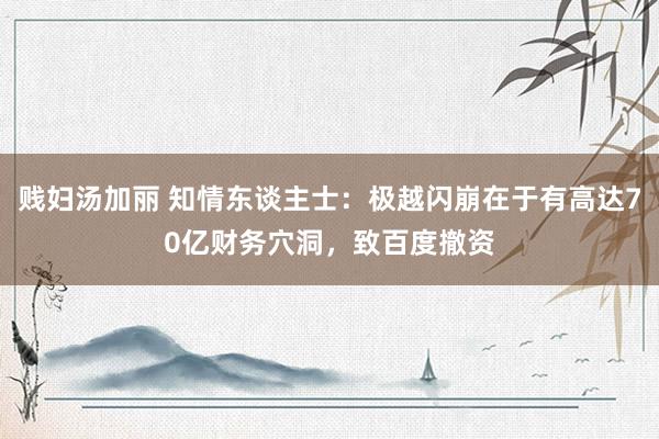 贱妇汤加丽 知情东谈主士：极越闪崩在于有高达70亿财务穴洞，致百度撤资