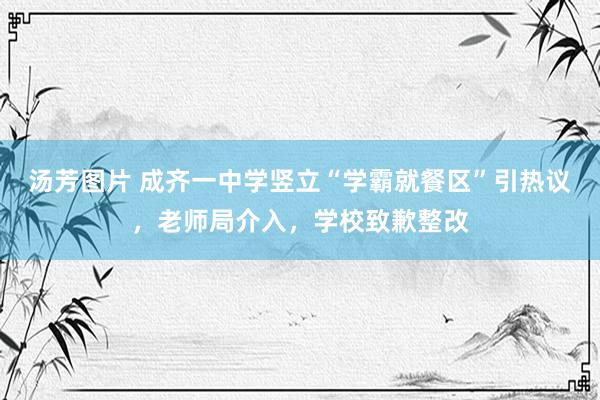 汤芳图片 成齐一中学竖立“学霸就餐区”引热议，老师局介入，学校致歉整改