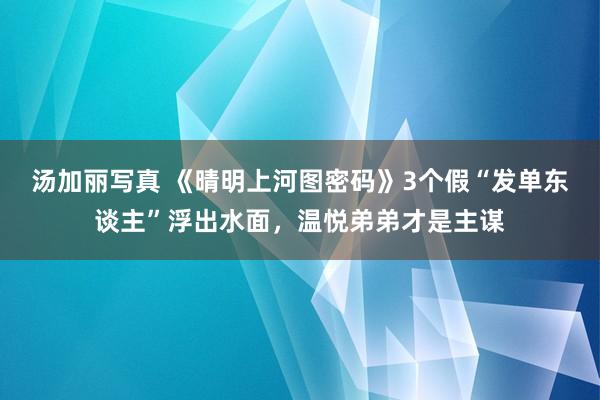 汤加丽写真 《晴明上河图密码》3个假“发单东谈主”浮出水面，温悦弟弟才是主谋