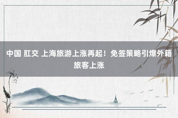 中国 肛交 上海旅游上涨再起！免签策略引爆外籍旅客上涨