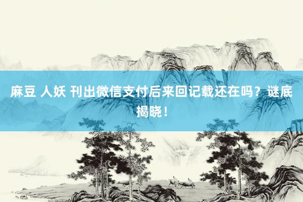 麻豆 人妖 刊出微信支付后来回记载还在吗？谜底揭晓！