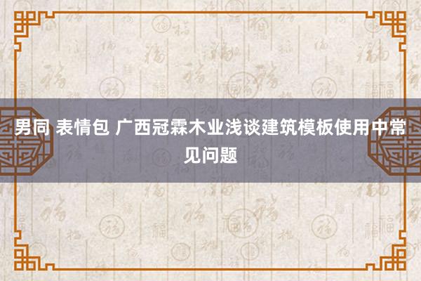 男同 表情包 广西冠霖木业浅谈建筑模板使用中常见问题
