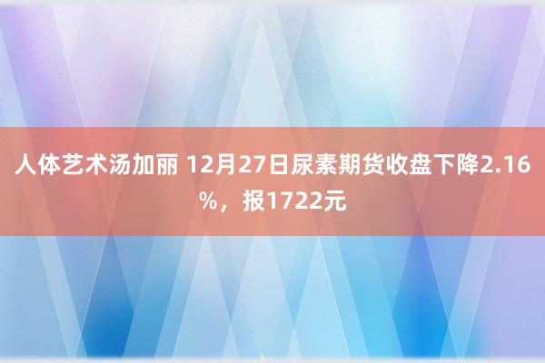 人体艺术汤加丽 12月27日尿素期货收盘下降2.16%，报1722元