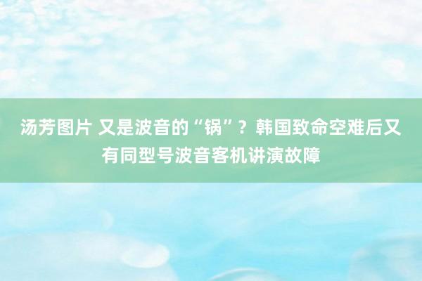 汤芳图片 又是波音的“锅”？韩国致命空难后又有同型号波音客机讲演故障