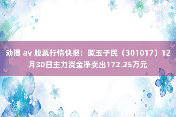 动漫 av 股票行情快报：漱玉子民（301017）12月30日主力资金净卖出172.25万元