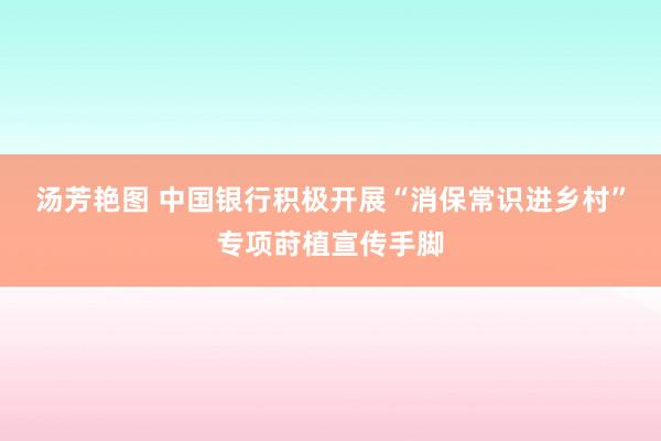 汤芳艳图 中国银行积极开展“消保常识进乡村”专项莳植宣传手脚
