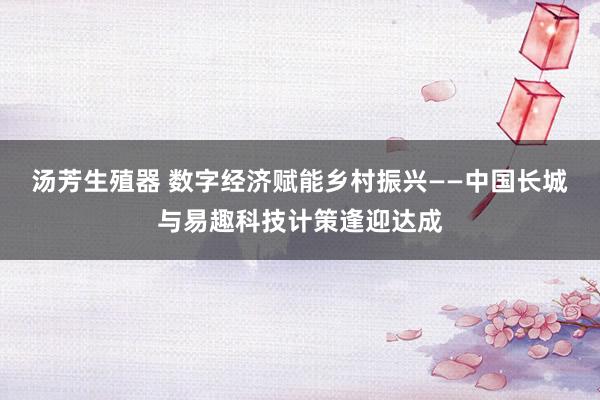 汤芳生殖器 数字经济赋能乡村振兴——中国长城与易趣科技计策逢迎达成