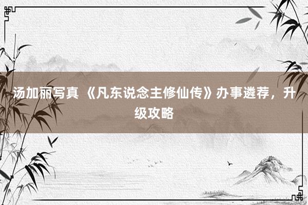 汤加丽写真 《凡东说念主修仙传》办事遴荐，升级攻略