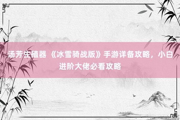 汤芳生殖器 《冰雪骑战版》手游详备攻略，小白进阶大佬必看攻略