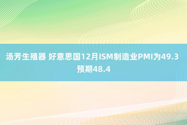 汤芳生殖器 好意思国12月ISM制造业PMI为49.3 预期48.4