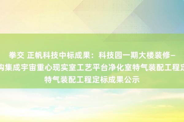 拳交 正帆科技中标成果：科技园一期大楼装修—射频异质异构集成宇宙重心现实室工艺平台净化室特气装配工程定标成果公示
