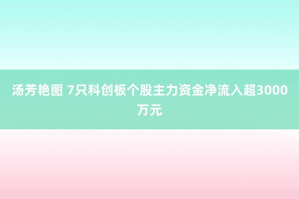 汤芳艳图 7只科创板个股主力资金净流入超3000万元
