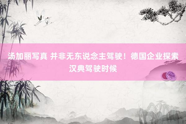 汤加丽写真 并非无东说念主驾驶！德国企业探索汉典驾驶时候