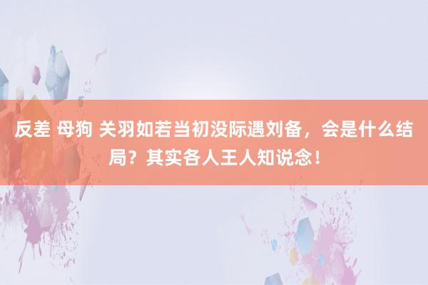 反差 母狗 关羽如若当初没际遇刘备，会是什么结局？其实各人王人知说念！