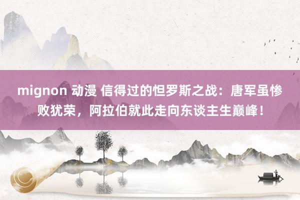 mignon 动漫 信得过的怛罗斯之战：唐军虽惨败犹荣，阿拉伯就此走向东谈主生巅峰！
