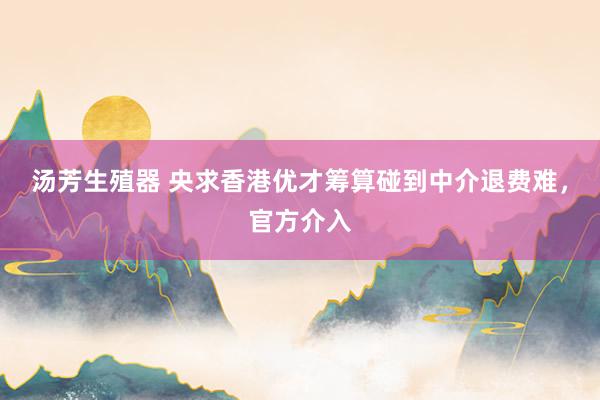 汤芳生殖器 央求香港优才筹算碰到中介退费难，官方介入
