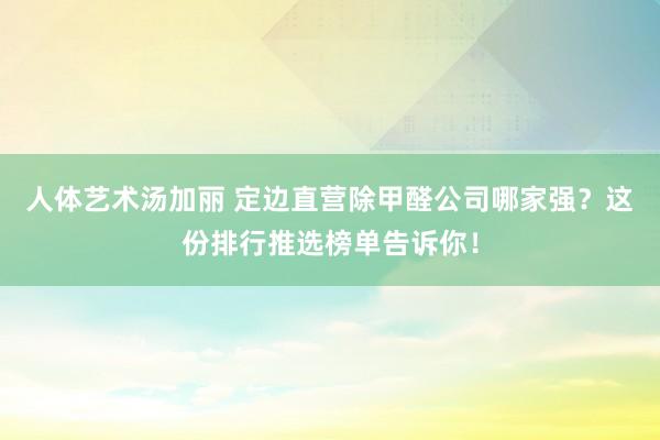 人体艺术汤加丽 定边直营除甲醛公司哪家强？这份排行推选榜单告诉你！