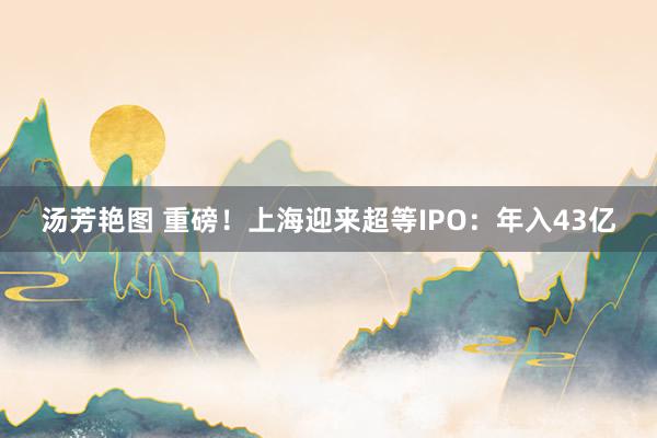 汤芳艳图 重磅！上海迎来超等IPO：年入43亿