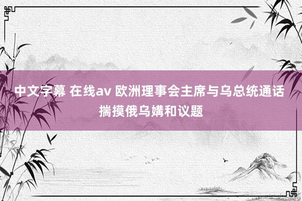 中文字幕 在线av 欧洲理事会主席与乌总统通话 揣摸俄乌媾和议题