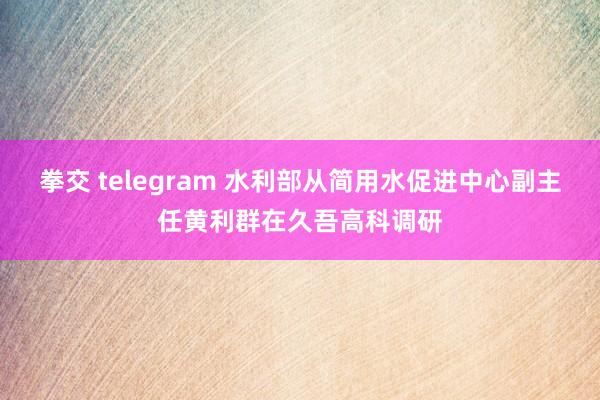 拳交 telegram 水利部从简用水促进中心副主任黄利群在久吾高科调研