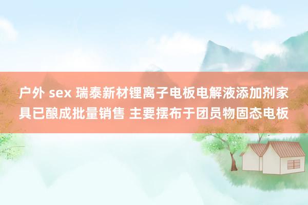 户外 sex 瑞泰新材锂离子电板电解液添加剂家具已酿成批量销售 主要摆布于团员物固态电板