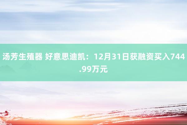 汤芳生殖器 好意思迪凯：12月31日获融资买入744.99万元