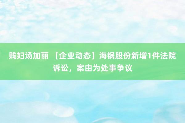 贱妇汤加丽 【企业动态】海锅股份新增1件法院诉讼，案由为处事争议
