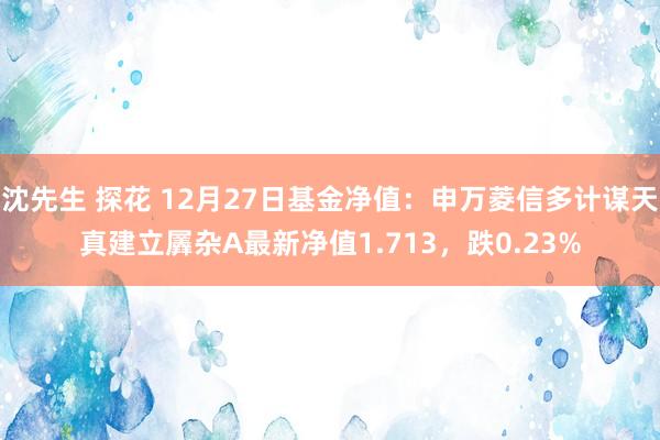 沈先生 探花 12月27日基金净值：申万菱信多计谋天真建立羼杂A最新净值1.713，跌0.23%