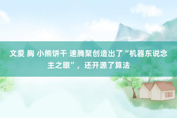 文爱 胸 小熊饼干 速腾聚创造出了“机器东说念主之眼”，还开源了算法
