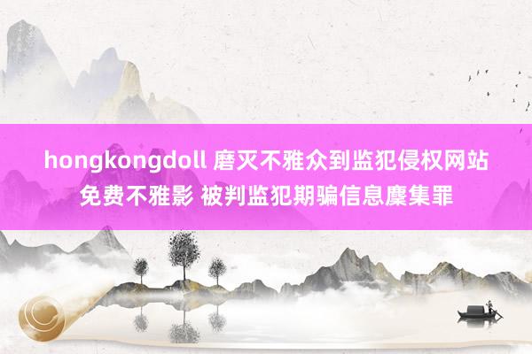 hongkongdoll 磨灭不雅众到监犯侵权网站免费不雅影 被判监犯期骗信息麇集罪