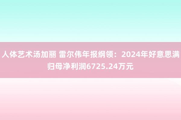 人体艺术汤加丽 雷尔伟年报纲领：2024年好意思满归母净利润6725.24万元