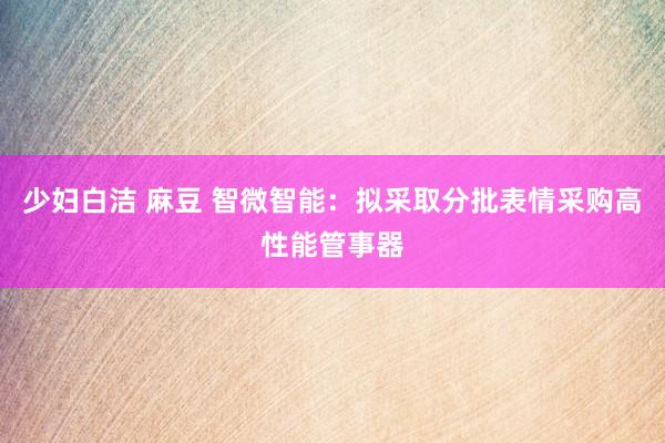 少妇白洁 麻豆 智微智能：拟采取分批表情采购高性能管事器