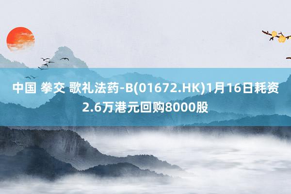 中国 拳交 歌礼法药-B(01672.HK)1月16日耗资2.6万港元回购8000股