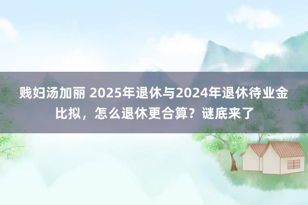 贱妇汤加丽 2025年退休与2024年退休待业金比拟，怎么退休更合算？谜底来了