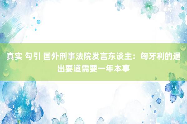 真实 勾引 国外刑事法院发言东谈主：匈牙利的退出要道需要一年本事