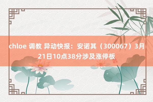 chloe 调教 异动快报：安诺其（300067）3月21日10点38分涉及涨停板