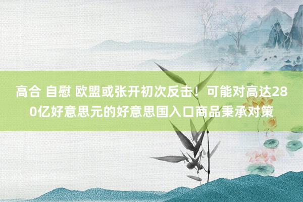 高合 自慰 欧盟或张开初次反击！可能对高达280亿好意思元的好意思国入口商品秉承对策