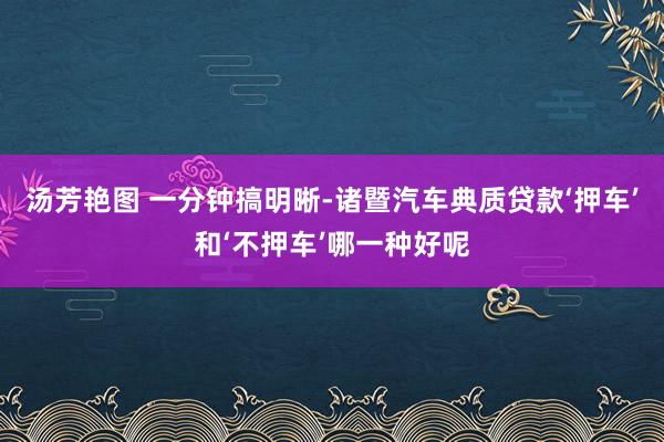 汤芳艳图 一分钟搞明晰-诸暨汽车典质贷款‘押车’和‘不押车’哪一种好呢