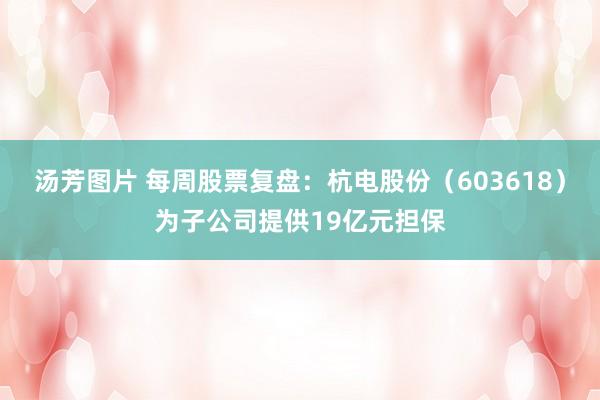 汤芳图片 每周股票复盘：杭电股份（603618）为子公司提供19亿元担保