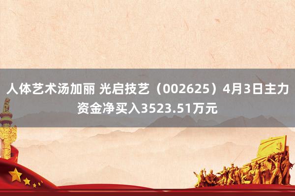 人体艺术汤加丽 光启技艺（002625）4月3日主力资金净买入3523.51万元