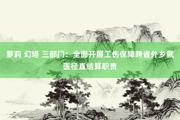 萝莉 幻塔 三部门：全面开展工伤保障跨省外乡就医径直结算职责