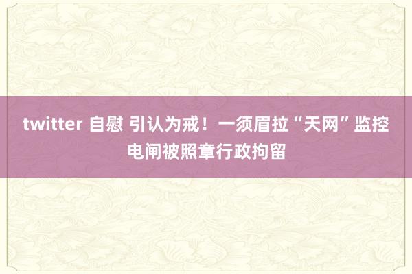 twitter 自慰 引认为戒！一须眉拉“天网”监控电闸被照章行政拘留